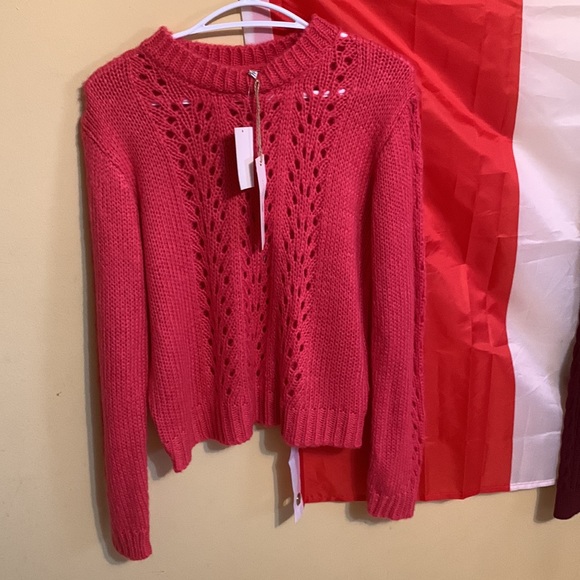NWT Woven Heart Open Stitch Hot Pink Sweater New with tag - Picture 5 of 6